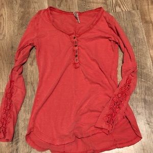Free People Long tee with beautiful cuff sleeves
